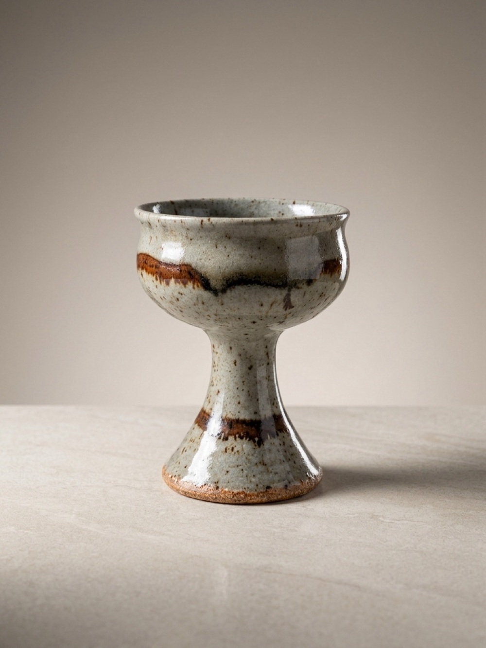 VINTAGE STUDIO POTTERY HANDMADE‎ WINE GOBLET WABI SABI MCM MINIMAL QUIET LUXURY